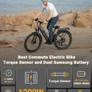 luckeep x2 [torque sensor] electric bike for adults 1200w peak,28mph 80miles,20ah, 26'' *3.0'' step thru ebikes hydraulic brake