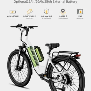 luckeep x2 [torque sensor] electric bike for adults 1200w peak,28mph 80miles,20ah, 26'' *3.0'' step thru ebikes hydraulic brake